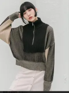 KBF レイヤードハーフジップニット