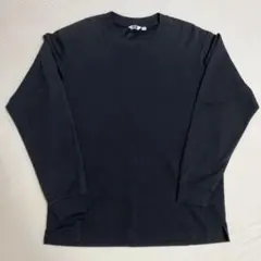 【UNIQLO U】エアリズムコットンクルーネック長袖Tシャツ L 黒