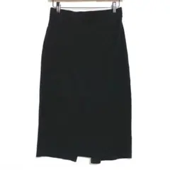 GU ジーユー　カットソースリットナローミディスカート　黒　L