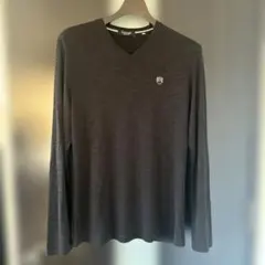 【美品】barassi バラシ メンズ Vネック リブニット長袖 46 ブラウン