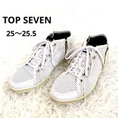TOP SEVEN スニーカー　両サイドジップ　メッシュ　40（25〜25.5）