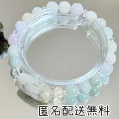 翡翠天珠＆ビルマ産翡翠&ルチルクォーツ　ブレスレット　内径約16cm