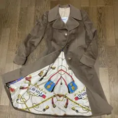 ヘルノ カシミヤ混 OLD ロングコート 裏地スカーフ柄 シルク マキシ丈 古着のサムネイル