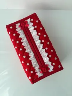 テッシュカバー　ハンドメイド　キルティング　　ドット柄のサムネイル