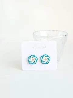 水引フラワーピアス【グリーン】