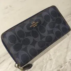 COACH F53769 デニム×レザー 長財布 ネイビー - メルカリ