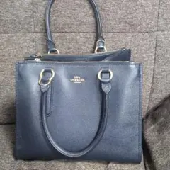 COACH ネイビー レザー トートバッグ