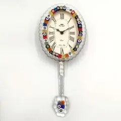 新品 未使用 ベネチアンガラス 掛け時計 イタリア製 ヴェネチアン