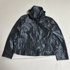 光沢ナイロンジャケット　フード付き　レディース　M ジップアップ　ブルゾン