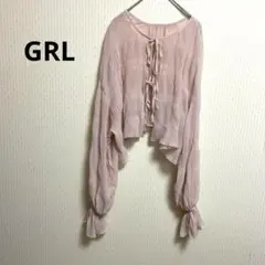 GRL ⭐️シアーリボンサイドスリットブラウス 薄ピンク