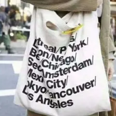 かわいい英字トートバッグ　 ホワイト　アメリカンアパレルで大人気！