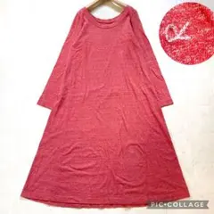 45R 天竺ワンピース　長袖　サイズ0 さくらんぼ　コットン　R刺繍のサムネイル