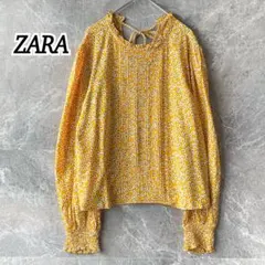 ZARAレーヨン100% 小花柄長袖ブラウス フリル とろみ 柔らか カットソー