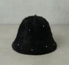 パールシャギークローシュハット　ふわふわ　バケットハット　もこもこ　帽子