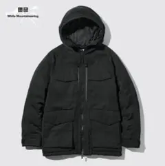 ハイブリッドダウンオーバーサイズパーカ ブラック S