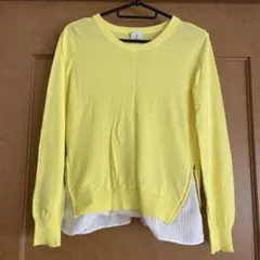 Adam et Ropé un イエロー長袖コットンニット