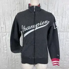【美品】チャンピオン スウェット ジップアップ グレー ピンク S 【n11】