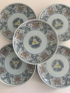 有田焼　清秀　二輪梅絵皿揃