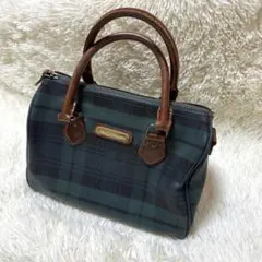 ポロラルフローレンPVCハンドバッグ ブラックウォッチ柄