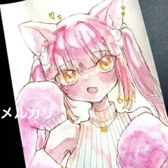 手描き　イラスト　女の子　アナログイラスト