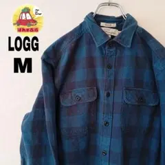 USA古着 LOGG ネルシャツ　M ブルー　ネイビー　チェック
