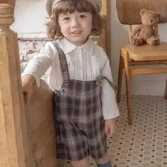 【韓国子ども服】oren check overall L(90-100)
