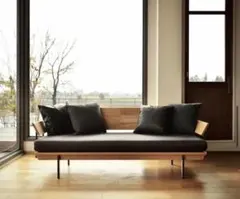karf Holz Sofa ウッドフレーム ソファ ブラックレザーのサムネイル