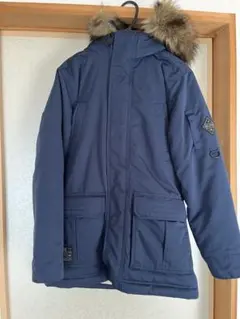 ネイビー ファー付き ダウンジャケット