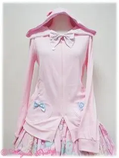 Angelic Pretty POPストライプ バニーイヤーパーカー ピンクのサムネイル