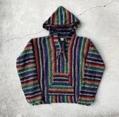 メキシコ製ヴィンテージ古着 90sメキシカンパーカー虹色ヒッピー Y2K