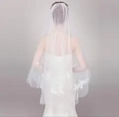 ホワイト レース 二層式 ウェディングベール