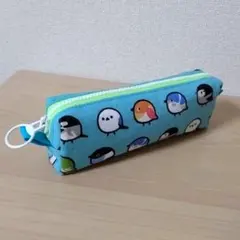 小鳥柄 ポーチ ペンケース ブルーのサムネイル