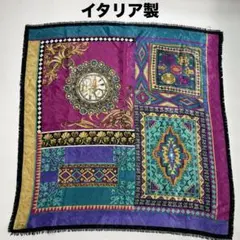 イタリア製　フリンジ大判スカーフ　タペストリー　インテリアクロス　クラシカル