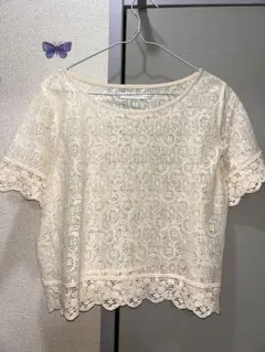 総レース 半袖カットソー アイボリーのサムネイル