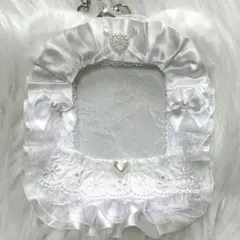 硬質ケースデコ B8 キーホルダー ホワイト 白 レースデコ リボン