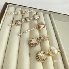 ビジュー ヘアピン ヘアクリップ セットパール ゴールド ヴィンテージ風