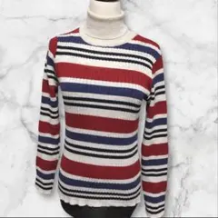 【美品】アイデンティティー　ボーダー　マルチカラー　ハイネック