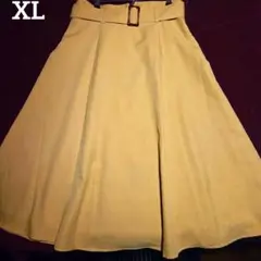 セゾンドパピヨン　イエロー フレアスカート ベルト付き　XL　大きいサイズのサムネイル