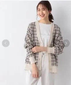 グローバルワーク　メルティーアソート柄カーディガン　千鳥柄　フリーサイズ