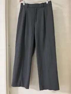 【Lサイズ】ユニクロ　タックワイドパンツ　グレー　スラックス