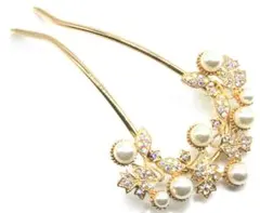 簪 かんざし バチ 和装 髪飾 アンティーク パール 留袖 ピンクゴールド 花