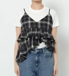 LOWRYS FARM チェック ビスチェ