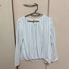 Honeys GLACIER ホワイトストライプ 長袖ブラウス Sサイズ