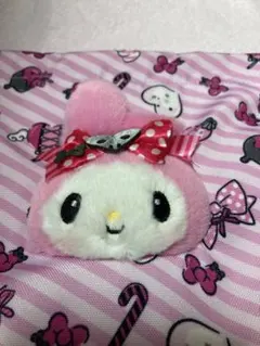 マイメロディ　巾着　ピンクブラックパーティー　ボアフェイス巾着　マイメロ