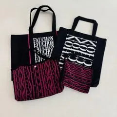 FAUCHON エコバッグ 4点セット ブラック/ピンク