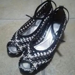 ウエッジソール アンクルストラップ メッシュ パンプス