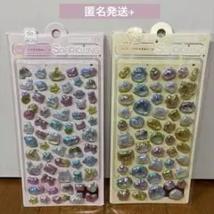 ぽっこりシール　3Dレリーフクリスタルシール ウサギ　ペンギン　2枚セット