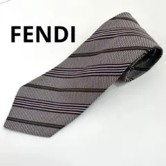 美品 FENDI フェンディ ネクタイ シルク ストライプ 総柄　イタリアのサムネイル