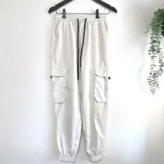 SHEIN カーゴパンツホワイトウエストゴム＆紐 XS 小さめサイズワークパンツ