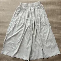 ライトグレー ガウチョパンツ ゴム入りウエスト